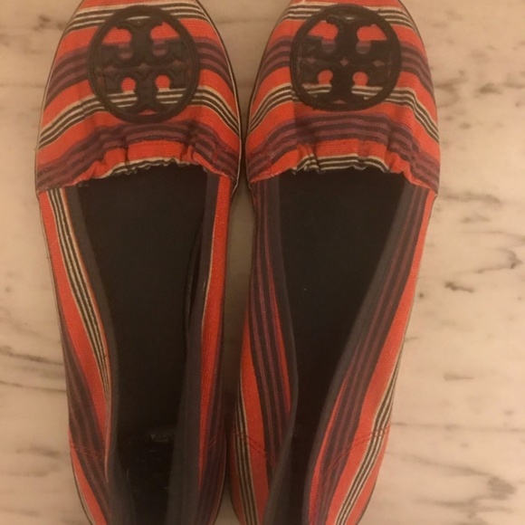 Tory Burch Reva Stripe Slip On Canvas Sneaker 10 - Picture 3 of 5